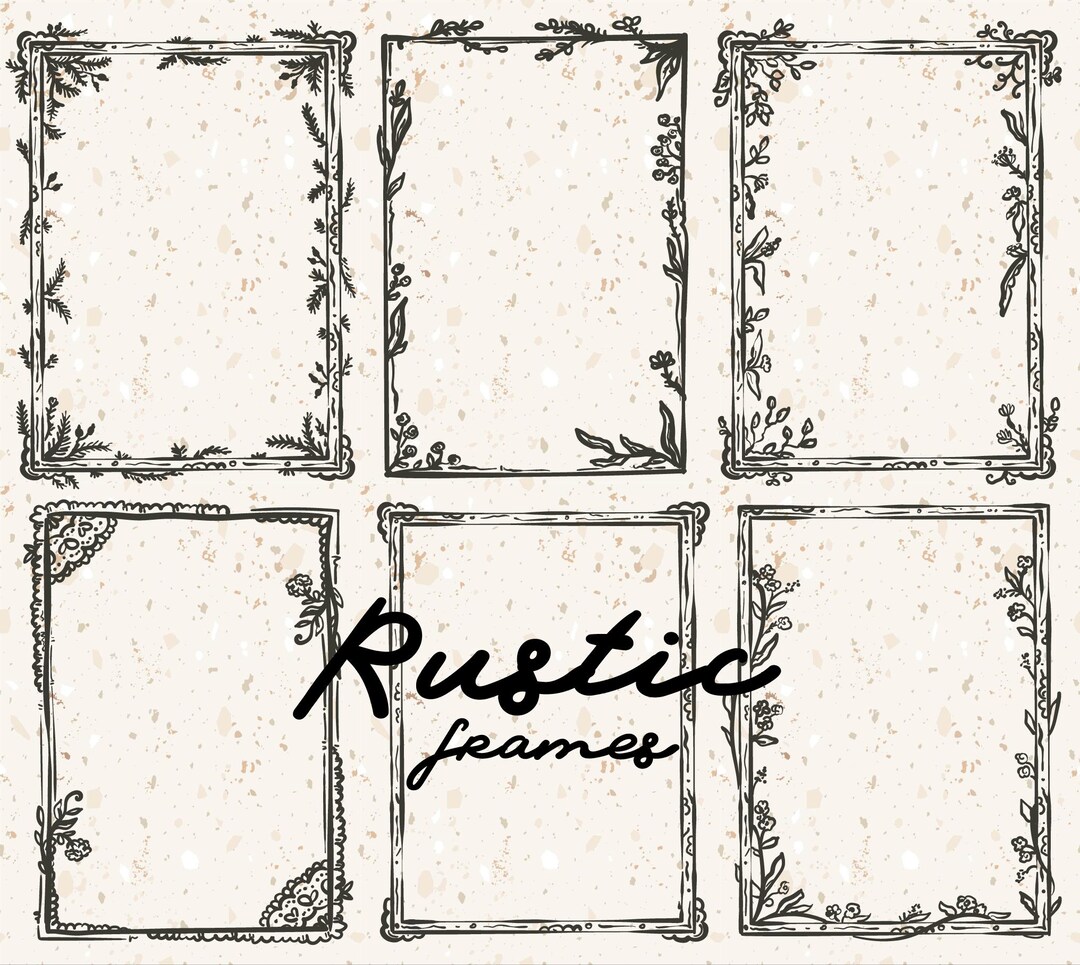 6 Rustic, Floral Whimsical Style Frames SVG, PNG , EPS, Ai - Wedding ...