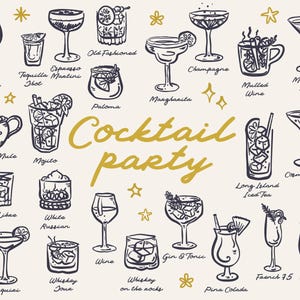 23 illustrations SVG, PNG, boissons et cocktails fantaisistes, collection, ensemble, lot, dessinés à la main