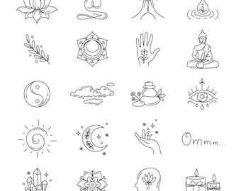 20 svg, png Mental Health Icons Collection,digital download, clipart, Mindfulness Illustrations, Instagram Highlights, Wellness, Spiritual,