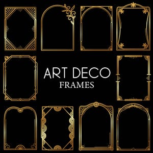 10 (goud en zwart) SVG, PNG, EPS, ai - Art Deco, Roaring 20's, Great Gatsby - collectie art-decolijsten, lasergesneden, cricut, bestand