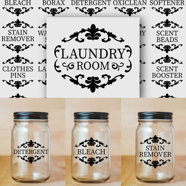21 Printable Laundry Room Labels, Vintage Style - Digital Download, Printable, Cut files, Cricut, Clipart