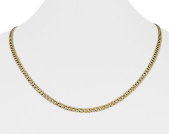 14k Yellow Gold 8.4g Thin Flat 3mm Curb Link Chain Necklace 20.5"
