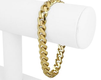 14k Yellow Gold 13.9g Hollow Men's 9mm Cuban Link Bracelet with CZ Clasp 8"