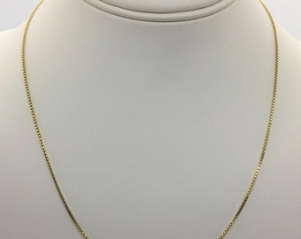 14k Yellow Gold 18" Inch Box Link Chain Necklace Excellent Condition