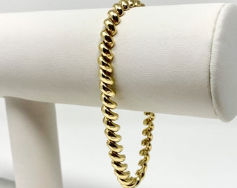 5.5mm Flexible Herringbone Bracelet 14K Yellow Gold Clad Silver 925 ITALY 7.5/"