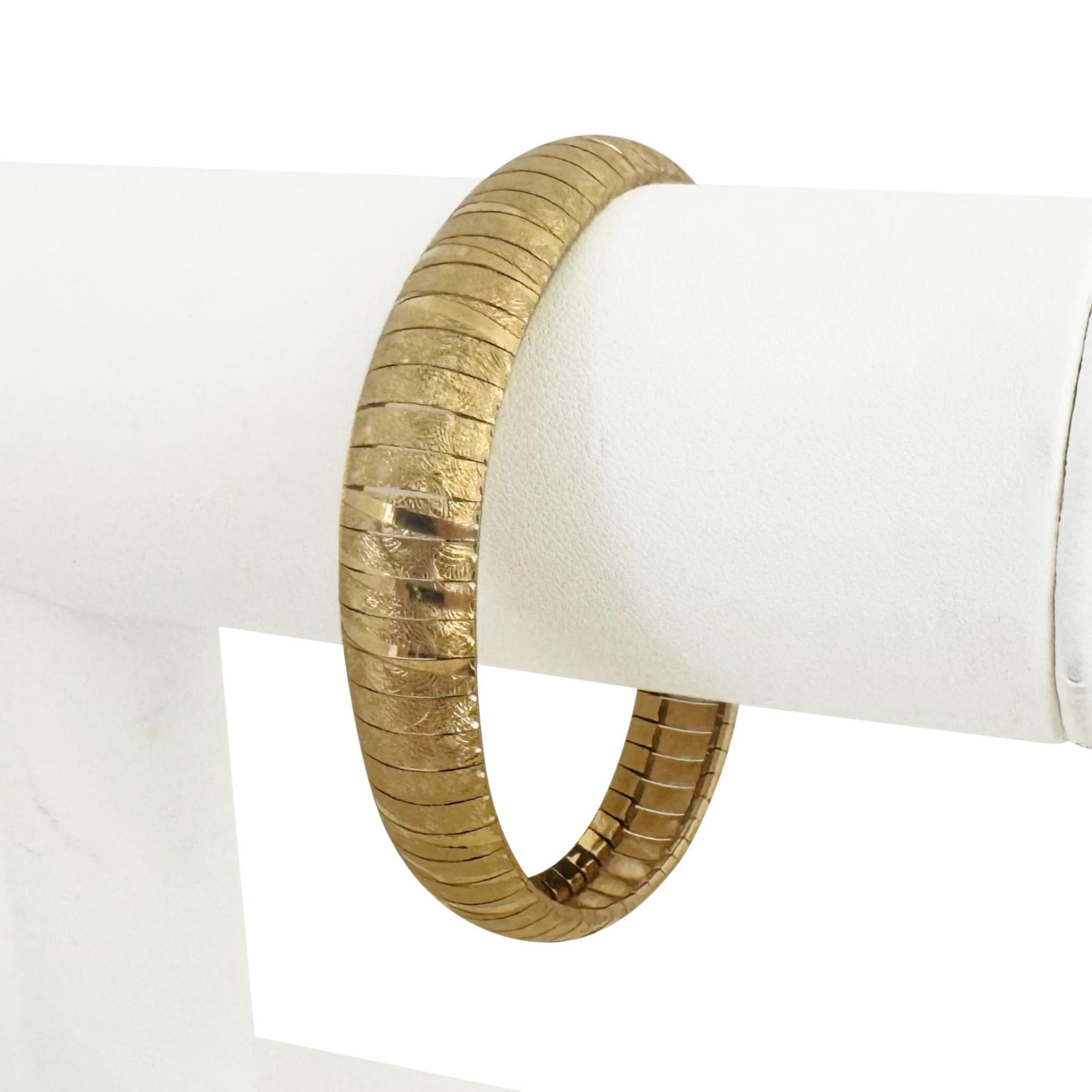 10金 10kt italy オメガ ブレスレット 10g 10k Yellow Gold 21.5g Vintage Textured 11mm Omega Link