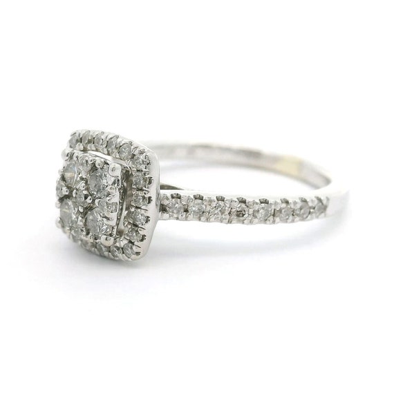 10k White Gold and Diamond Cluster Halo Ring Size… - image 3