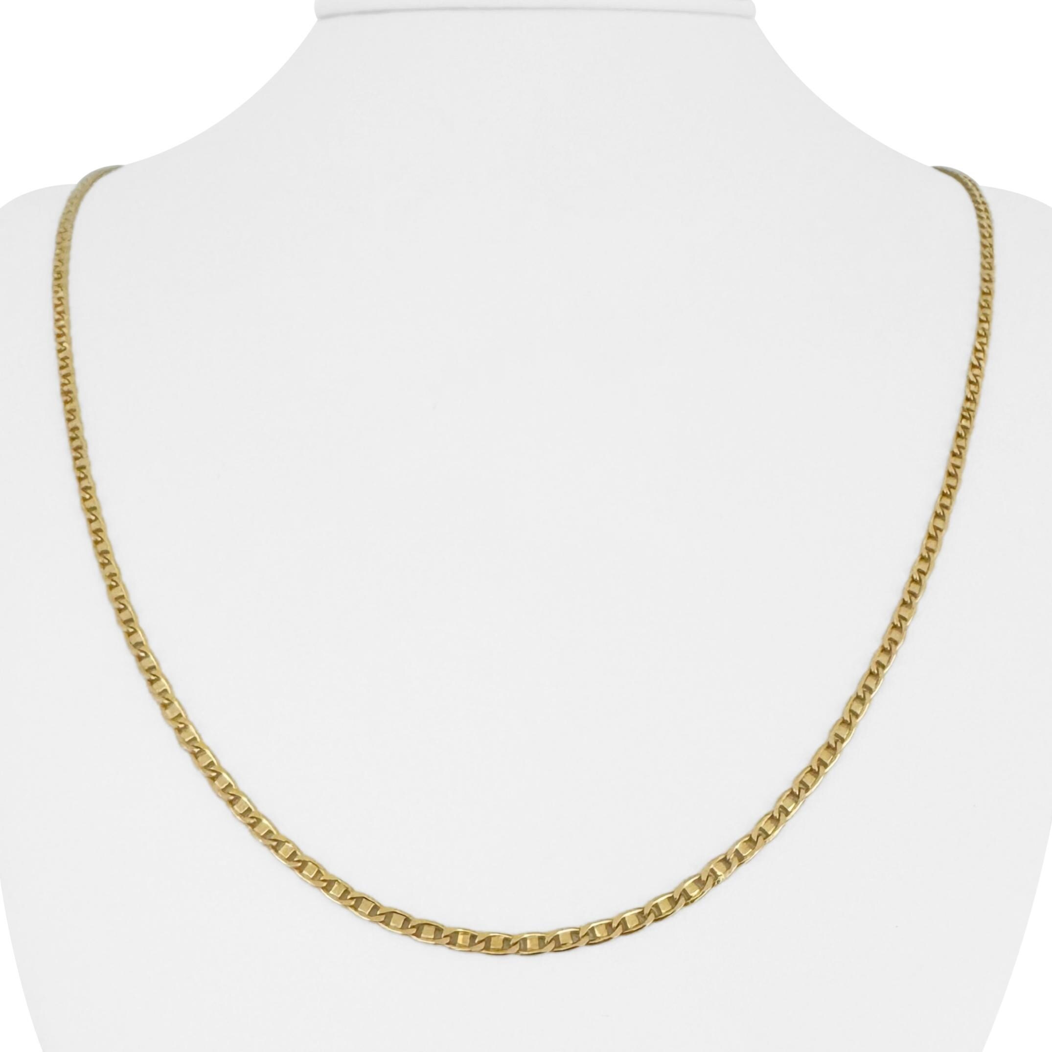 18k Yellow Gold 8.6g Solid Vintage 2.2mm Mariner Link Chain Necklace Italy 23"