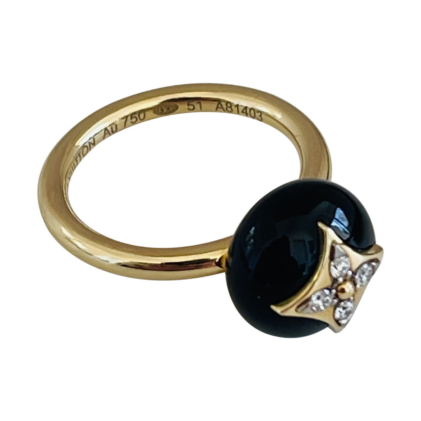 Louis Vuitton Color Blossom Ring, Yellow and White Gold, Onyx and Diamonds Gold. Size 48