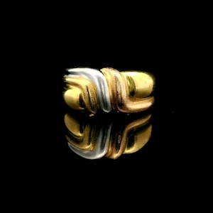 18k Tri Tone Gold 5.2g Ladies Fancy Band Ring Size 5.75
