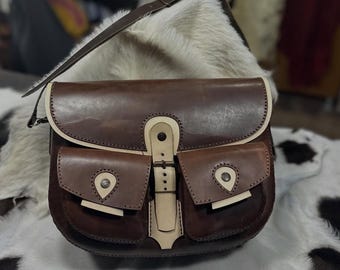 Handmade Genuine Leather Crossbody Bag, Vintage Brown Satchel Purse, Rustic Messenger Bag