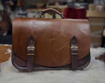 Handgemachte Echtleder Laptop Tasche, Vintage Braune Aktentasche Messenger Satchel