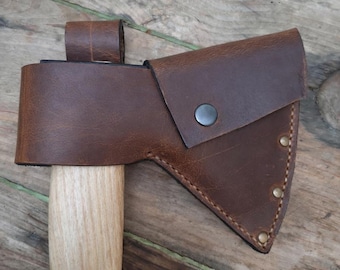 Handmade Genuine Leather Axe Sheath, Hatchet Cover, Bushcraft Outdoor Gear Protection