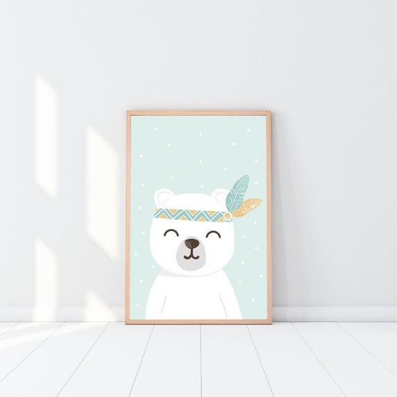 Affiche Petit Ours Indian Themed Polar Bear Poster Etsy