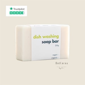 Dish Washing Soap Bar, 6 Months Supply, 100% Natural & Organic Ingredients Approved by EcoCert, Plastic Free Eco Friendly Low Waste Kitchen