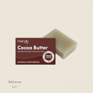 Moisturising Cocoa Butter Facial Bar, Plastic Free, Chemical Free, Biodegradable, Vegan, Fragrance Free, with Olive+Coconut Oil, Vitamin A