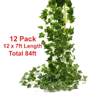 Premium Artificial Trailing Ivy Vine Leaves 12 Pack 83 Ft Garland Foliage Hanging Fake Plants  Wall Room Art Decoration Home Wedding Event