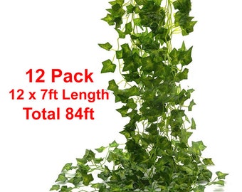 Premium Artificial Trailing Ivy Vine Leaves 12 Pack 83 Ft Garland Foliage Hanging Fake Plants  Wall Room Art Decoration Home Wedding Event