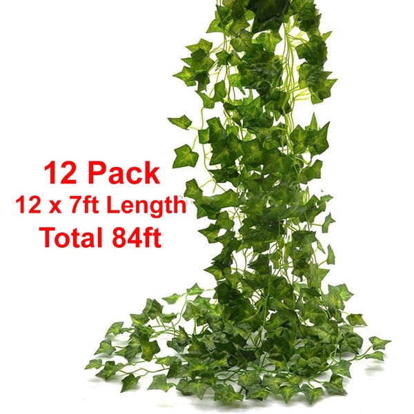 Premium Artificial Trailing Ivy Vine Leaves 12 Pack 83 Ft Garland Foliage Hanging Fake Plants  Wall Room Art Decoration Home Wedding Event