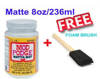 Craft 8oz modgepodge matte waterbase decoupage adhesive glue sealer varnish foam brush