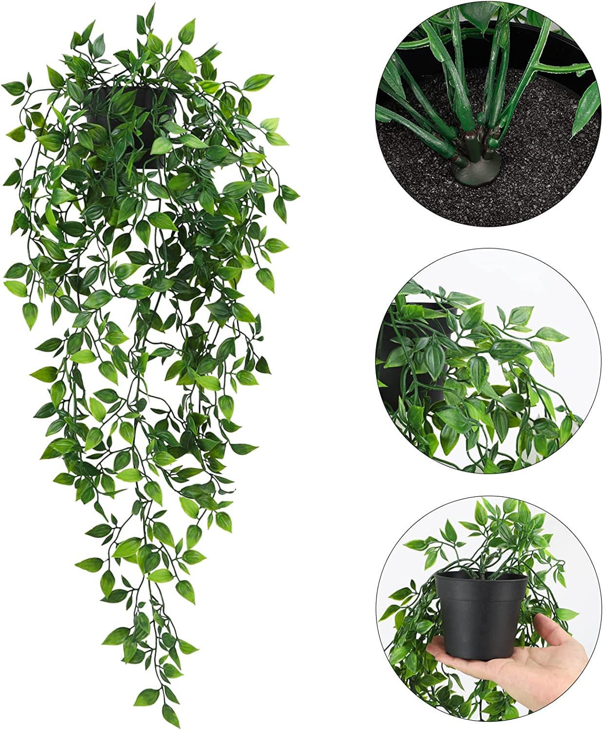 Artificial Hanging Plants Fake Home Outdoor Hanging Greenery Plant (Pack of  2)