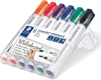 351 WP6 Lumocolor Whiteboard Marker Bullet Tip - Assorted Colours (Pack of 6)