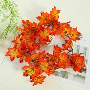 Artificial autumn fall maple leaves garland hanging plant home party decoration