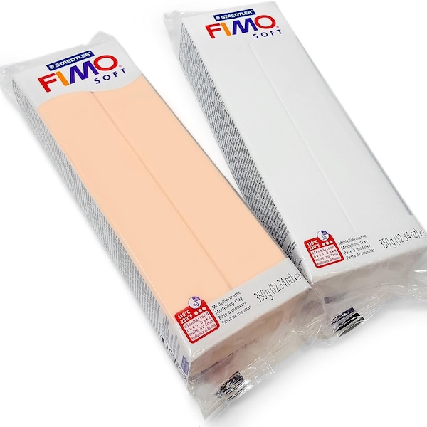 FIMO Soft 454g Polymer Modelling Clay - Oven Bake Clay - White and Flesh Set