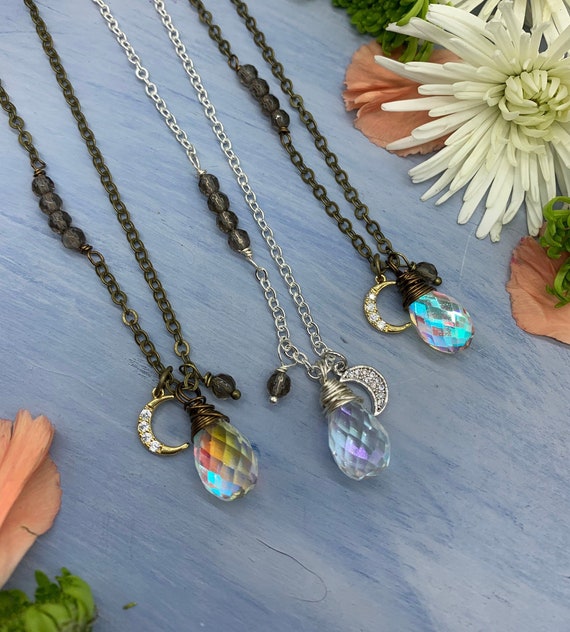 Smokey Aura Green Quartz Pendant Necklace
