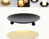 Iron Black Gold Plated Candle Holders Pillar Metal Plate For Wedding Party Festival Portables Candelabra Art Gift Home Decor