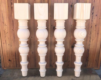 Modern Chunky Farmhouse Dining Legs - 5" x 29" - American Pine - Set of 4 - Handmade in NC