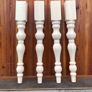 Rustic Modern Pine Farmhouse Dining Table Legs - 3.5&quot; x 29&quot; - Set of 4 - Stain Grade - Handmade in NC