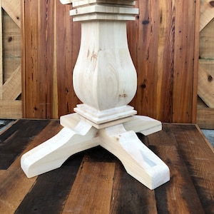Pine Pedestal Base - 9&quot; x 9&quot; Post - Massive Single Wooden Table Base - Handmade in NC