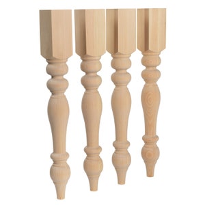 Farmhouse Table Legs - 3.5" x 29" - Set of 4 - Unfinished Wooden Dining Table Legs - Sustainably Sourced American Pine - Handmade in NC