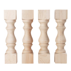 Monastery Chunky Maple Farmhouse Bench Legs - Set of 4 - Unfinished Maple - 3.5" x 16" - Handmade in NC