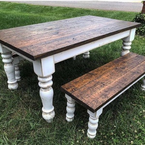 Beautiful table featuring Carolina Leg Co's Chunky Pine Farmhouse Legs - 5 x 29 - Dining Table Legs - Set of 4 - Stain Grade - Handmade in NC!