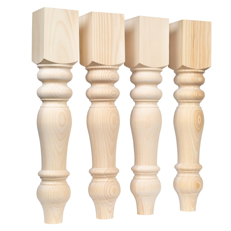 Chunky Pine Farmhouse Legs - 5 inch by  29 inch - Dining Table Legs - Set of 4 - Stain Grade - Handmade in NC by Carolina Leg Co