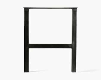 Metal H-Block Table Legs - Set of 2 - Modern Industrial Legs Made in the USA - American Steel - Black Matte & Clear Powder Coat Options
