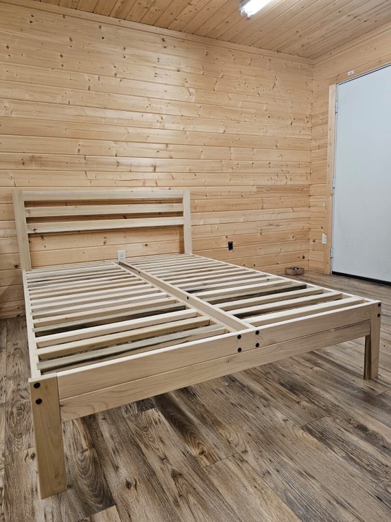 Easy assemble wood bed on sale frame