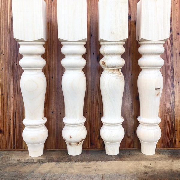 Chunky Pine Farmhouse Legs - 5 x 29 - Dining Table Legs - Set of 4 - Stain Grade - Handmade in NC!