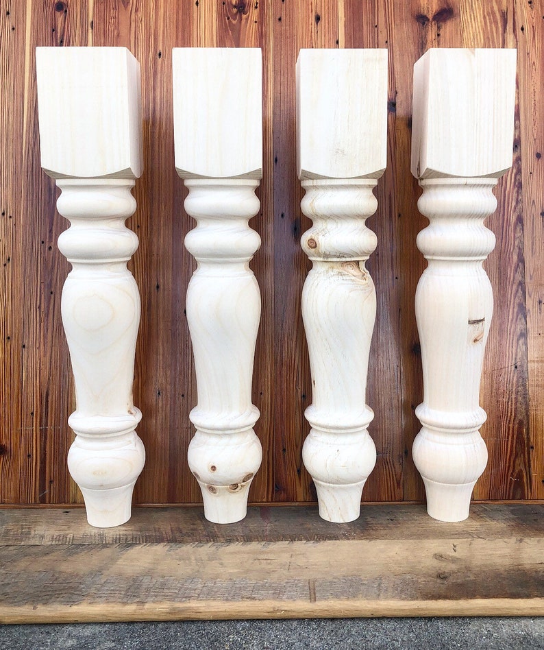 Chunky Pine Farmhouse Legs - 5 x 29 - Dining Table Legs - Set of 4 - Stain Grade - Handmade in NC!