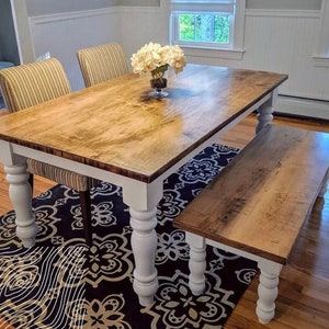 Beautiful table featuring Carolina Leg Co's Chunky Pine Farmhouse Legs - 5 x 29 - Dining Table Legs - Set of 4 - Stain Grade - Handmade in NC!