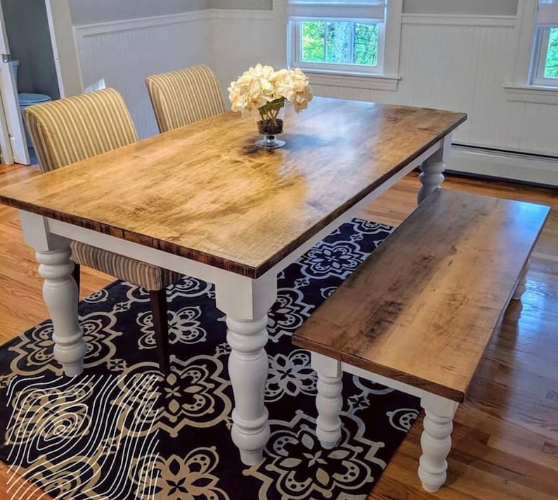 Beautiful table featuring Carolina Leg Co's Chunky Pine Farmhouse Legs - 5 x 29 - Dining Table Legs - Set of 4 - Stain Grade - Handmade in NC!