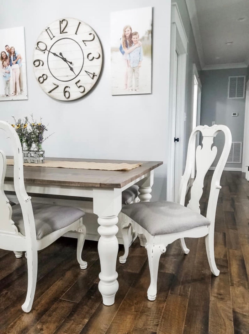 Beautiful table featuring Carolina Leg Co's Chunky Pine Farmhouse Legs - 5 x 29 - Dining Table Legs - Set of 4 - Stain Grade - Handmade in NC!