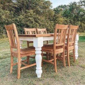 Beautiful table featuring Carolina Leg Co's Chunky Pine Farmhouse Legs - 5 x 29 - Dining Table Legs - Set of 4 - Stain Grade - Handmade in NC!