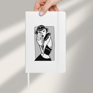 Cuaderno de moda de tapa dura / Diario minimalista con ilustraciones en blanco y negro / Arte moderno / Estética / Regalo para artistas