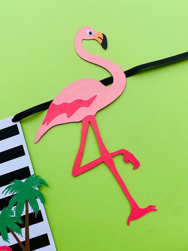 tropical banner Flamingo High Chair banner first birthday happy birthday pineapple