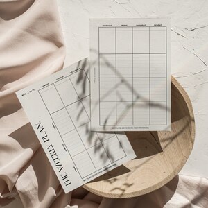 May include: Two printable weekly planner templates with a grid layout and the text "The Weekly Plan" and "Big Plans, Good Ideas, High Standards".