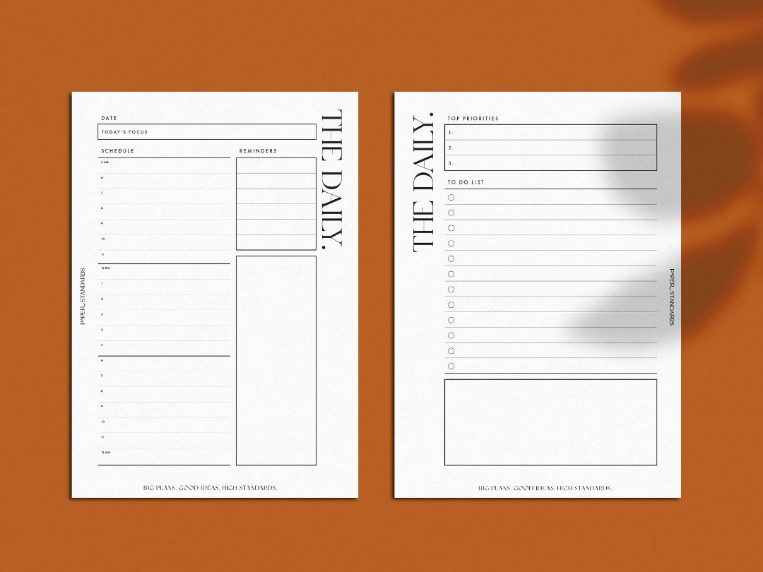 Half Letter Daily Undated Insert | US Half Letter | Printable | Minimal ...