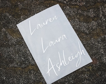 Handwritten Calligraphy Name Decals: Personalized Vinyl Stickers